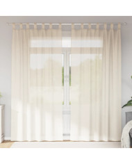 Rideaux en voile avec passants 2 pcs crème | Mobilier & Déco