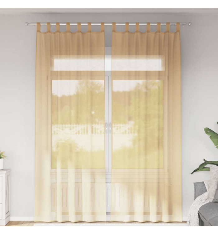 Rideaux en voile avec boucles 2 pcs sable 140x260 cm | Mobilier & Déco