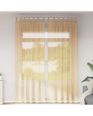 Rideaux en voile avec boucles 2 pcs sable 140x260 cm | Mobilier & Déco