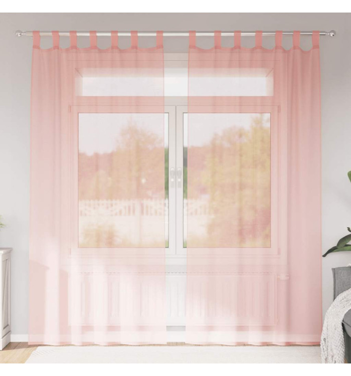 Rideaux en voile avec passe-tringles 2 pcs rose | Mobilier & Déco