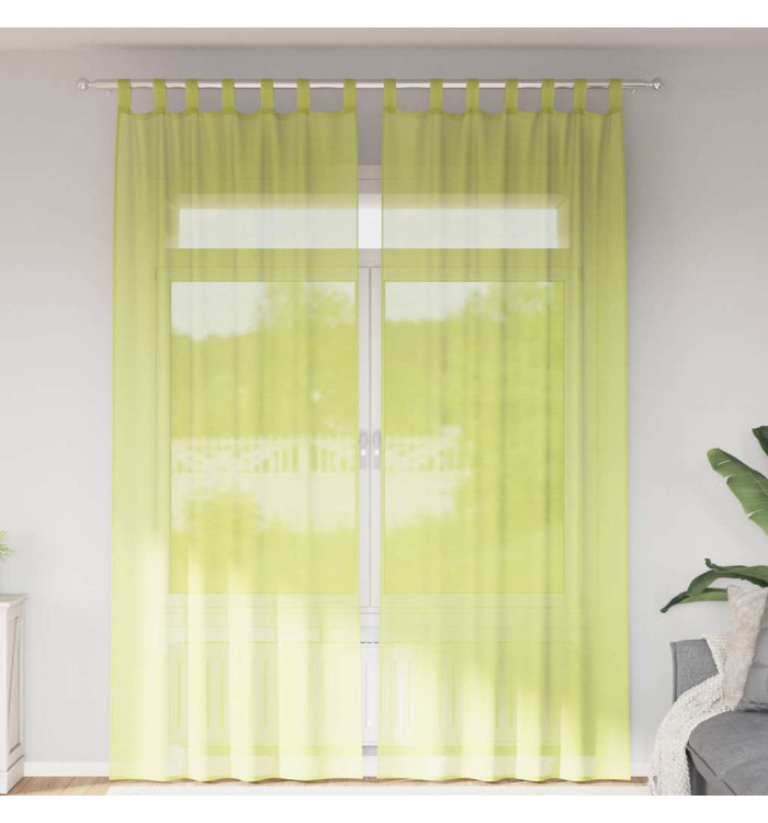 Rideaux en voile avec passants 2 pcs vert pomme | Mobilier & Déco