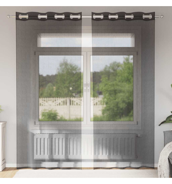Rideaux en voile avec œillets 2 pcs noir 140x225 cm | Mobilier & Déco