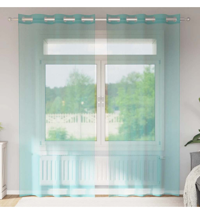 Rideaux en voile avec œillets 2 pcs turquoise | Mobilier & Déco