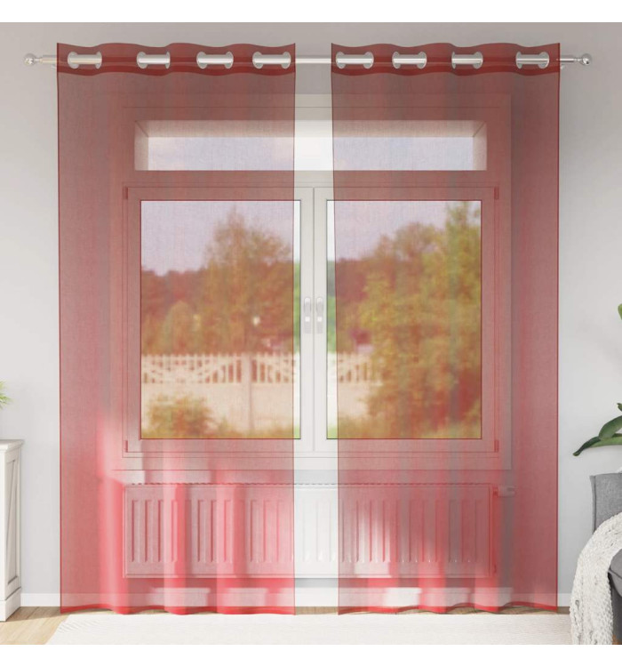 Rideaux en voile avec œillets 2 pcs rouge bordeaux | Mobilier & Déco