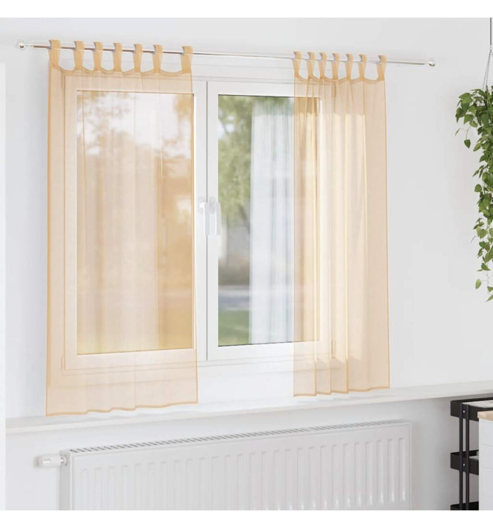 Rideaux en voile avec passe-tringles 2 pcs sable | Mobilier & Déco