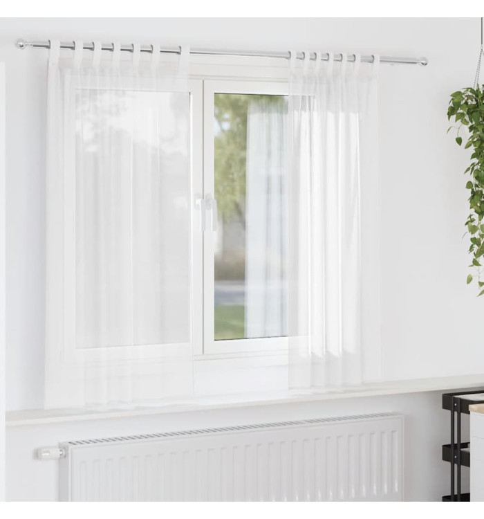 Rideaux en voile avec boucles 2 pcs blanc 140x140 cm | Mobilier & Déco
