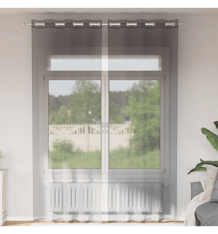 Rideaux en voile avec œillets 2 pcs gris foncé 140x300 cm | Mobilier & Déco