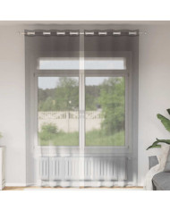 Rideaux en voile avec œillets 2 pcs gris foncé 140x300 cm | Mobilier & Déco