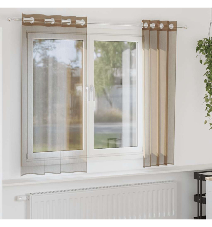 Rideaux en voile avec œillets 2 pcs marron clair | Mobilier & Déco