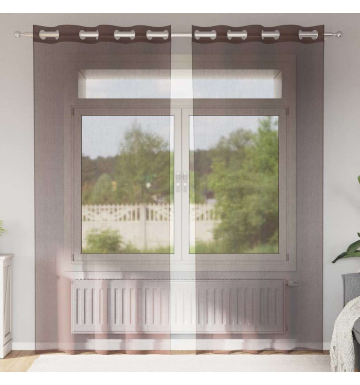 Rideaux en voile avec œillets 2 pcs marron 140x245 cm | Mobilier & Déco