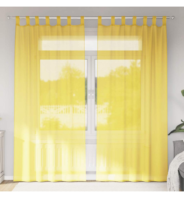 Rideaux en voile avec passe-tringles 2 pcs jaune | Mobilier & Déco