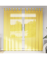 Rideaux en voile avec passe-tringles 2 pcs jaune | Mobilier & Déco