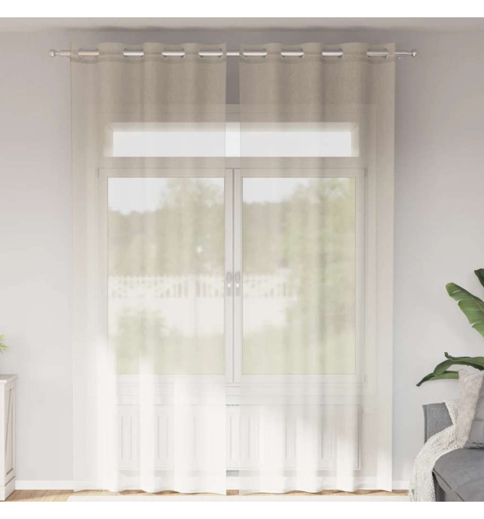 Rideaux en voile avec œillets 2 pcs crème 140x260 cm | Mobilier & Déco