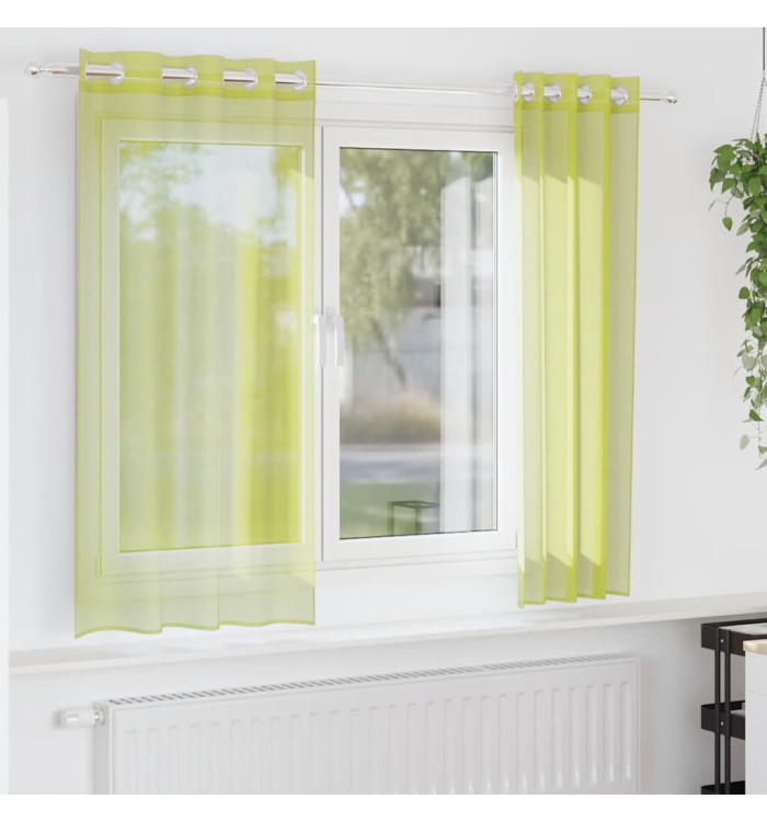 Rideaux en voile avec œillets 2 pcs vert pomme 140x175 cm | Mobilier & Déco