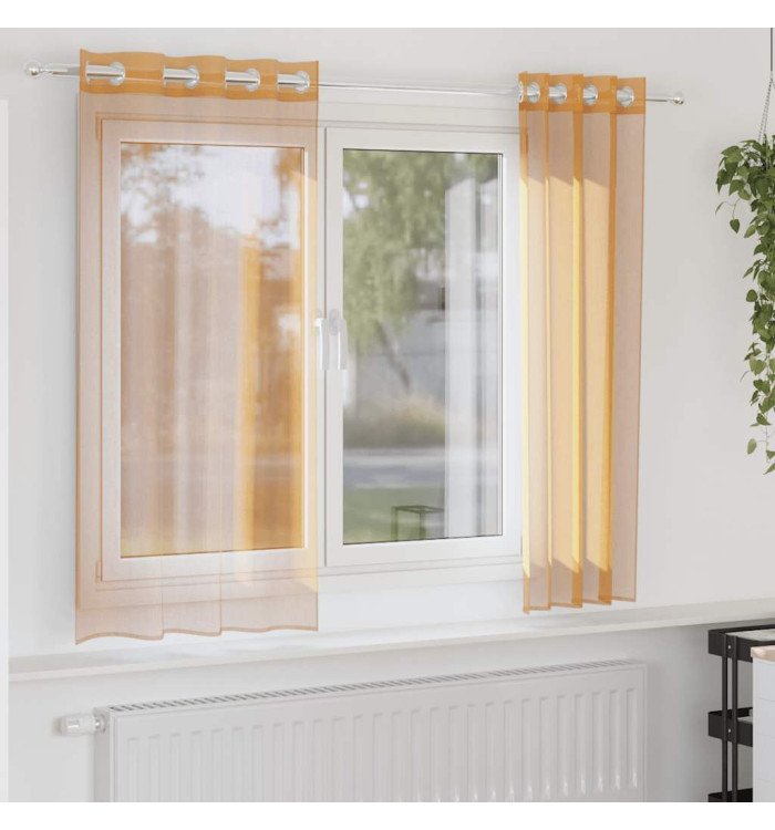 Rideaux en voile avec œillets 2 pcs orange 140x140 cm | Mobilier & Déco