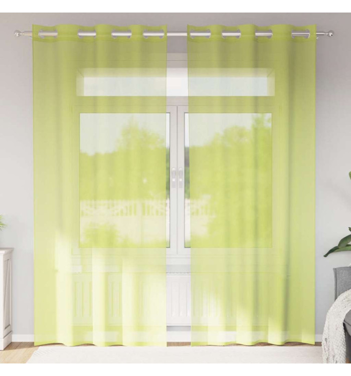 Rideaux en voile avec œillets 2 pcs vert pomme 140x245 cm | Mobilier & Déco