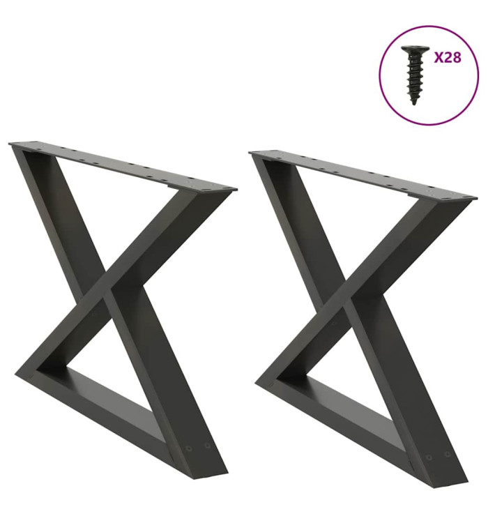 Pieds de table basse 2 pièces Anthracite 70 x (42-43,3) cm Acier | Mobilier & Déco