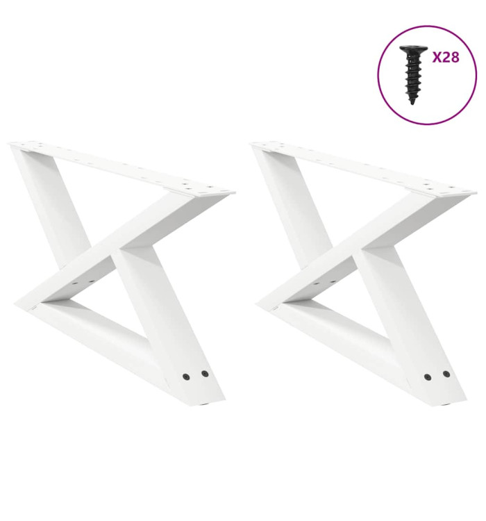 Pieds de table basse 2 pièces Blanc 70 x (30-31,3) cm Acier | Mobilier & Déco