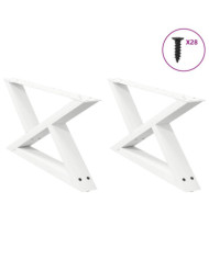 Pieds de table basse 2 pièces Blanc 70 x (30-31,3) cm Acier | Mobilier & Déco