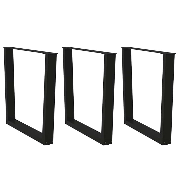 Pieds de table à manger en V 3 pièces Noir 80 x (72-73,3) cm Acier | Mobilier & Déco