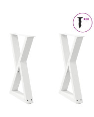 Pieds de table à manger 2 pièces Blanc 60 x (72-73,3) cm Acier | Mobilier & Déco