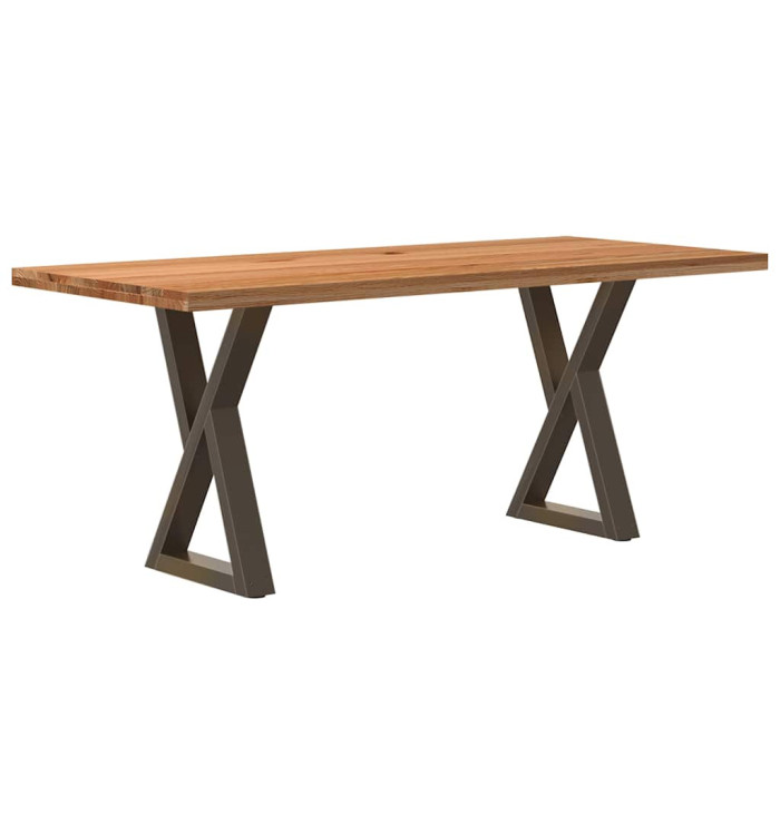 Table à manger marron clair bois de chêne massif rectangulaire | Mobilier & Déco