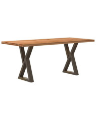 Table à manger marron clair bois de chêne massif rectangulaire | Mobilier & Déco