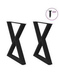 Pieds de table à manger 2 pièces Noir 80 x (72-73,3) cm Acier | Mobilier & Déco