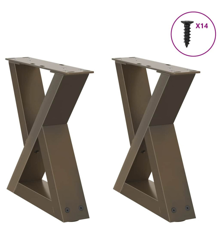 Pieds de table basse 2 pièces Acier naturel 30 x (30-31,3) cm Acier | Mobilier & Déco