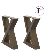Pieds de table basse 2 pièces Acier naturel 30 x (30-31,3) cm Acier | Mobilier & Déco
