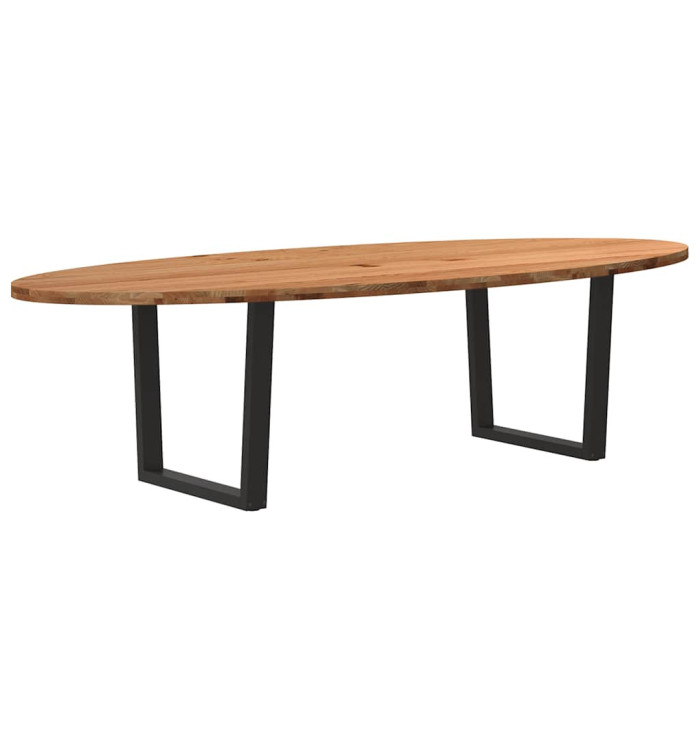 Table à manger marron clair bois de chêne massif ovale | Mobilier & Déco