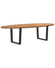 Table à manger marron clair bois de chêne massif ovale | Mobilier & Déco