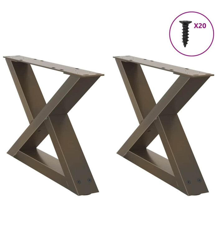 Pieds de table basse 2 pièces Acier naturel 60 x (30-31,3) cm Acier | Mobilier & Déco