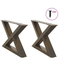 Pieds de table basse 2 pièces Acier naturel 60 x (30-31,3) cm Acier | Mobilier & Déco