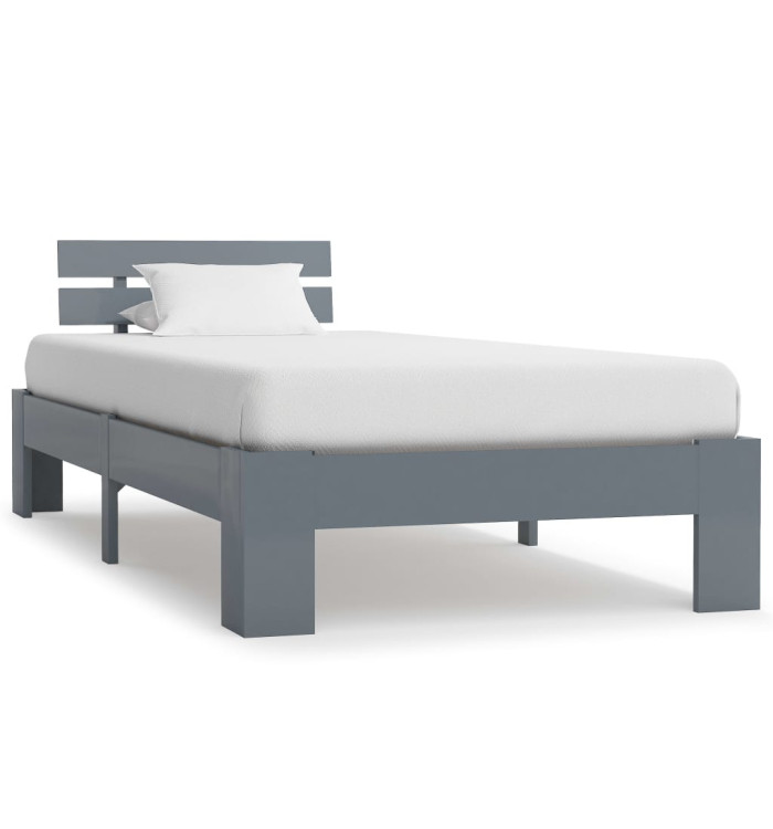 Cadre de lit sans matelas gris bois massif de pin 100x200 cm | Mobilier & Déco