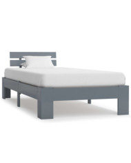 Cadre de lit sans matelas gris bois massif de pin 100x200 cm | Mobilier & Déco