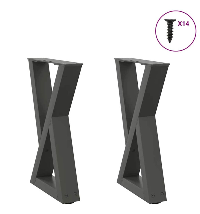 Pieds de table basse 2 pièces Anthracite 38 x (42-43,3) cm Acier | Mobilier & Déco