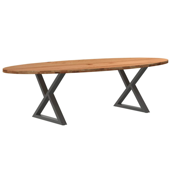 Table à manger marron clair bois de chêne massif ovale | Mobilier & Déco