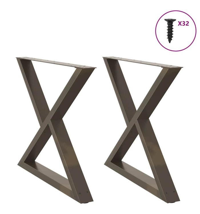 Pieds de table à manger 2 pièces Acier naturel 90 x (72-73,3) cm Acier | Mobilier & Déco