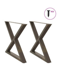 Pieds de table à manger 2 pièces Acier naturel 90 x (72-73,3) cm Acier | Mobilier & Déco