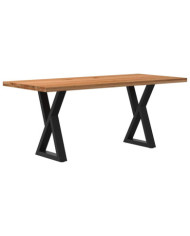 Table à manger marron clair bois de chêne massif rectangulaire | Mobilier & Déco
