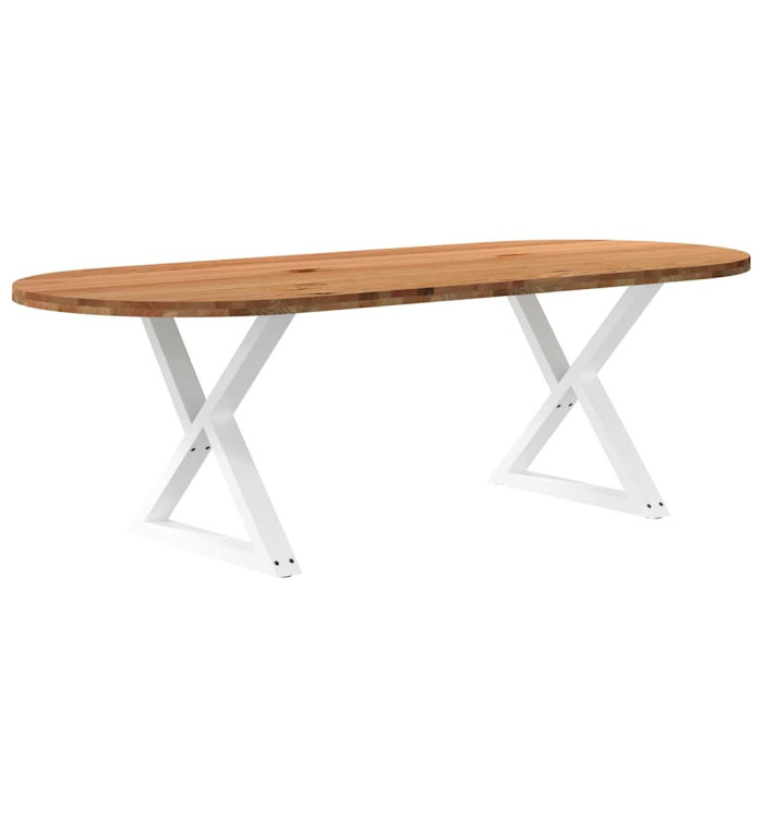 Table à manger marron clair bois de chêne massif ovale | Mobilier & Déco