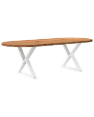 Table à manger marron clair bois de chêne massif ovale | Mobilier & Déco