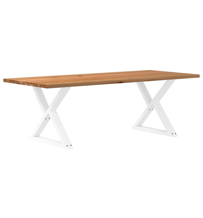 Table à manger marron clair bois de chêne massif rectangulaire | Mobilier & Déco