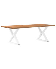 Table à manger marron clair bois de chêne massif rectangulaire | Mobilier & Déco