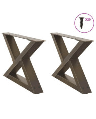 Pieds de table basse 2 pièces Acier naturel 50 x (30-31,3) cm Acier | Mobilier & Déco