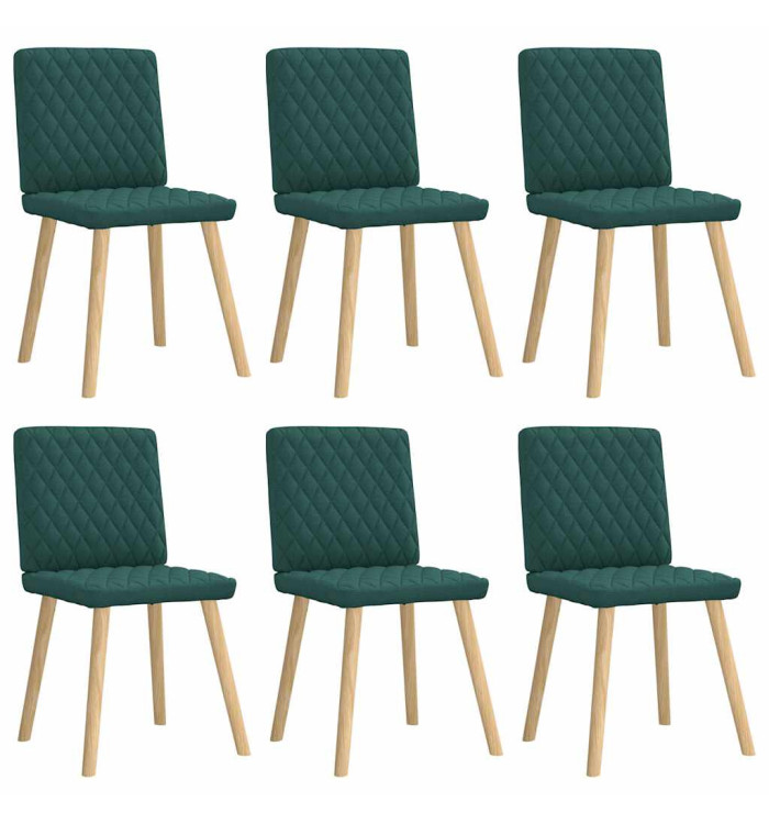 Chaises à manger lot de 6 vert foncé tissu | Mobilier & Déco