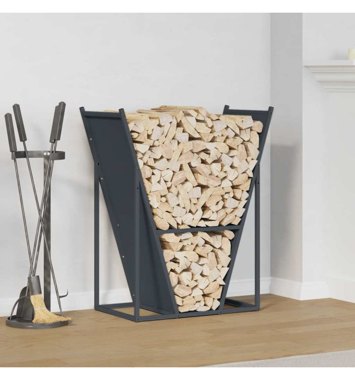 Portant de bois chauffage anthracite 69,5x35x81 cm | Mobilier & Déco
