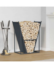Portant de bois chauffage anthracite 69,5x35x81 cm | Mobilier & Déco