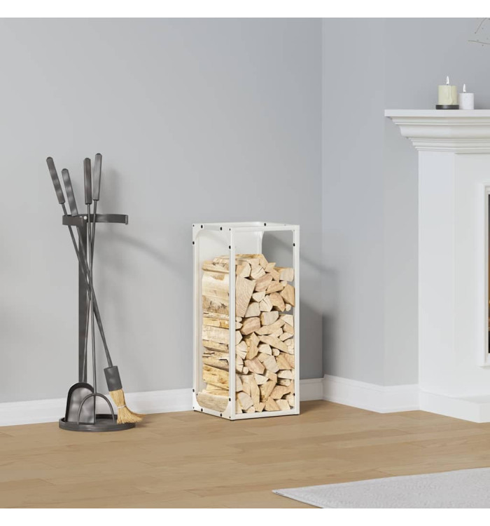 Portant de bois chauffage blanc 25x25x60 cm | Mobilier & Déco